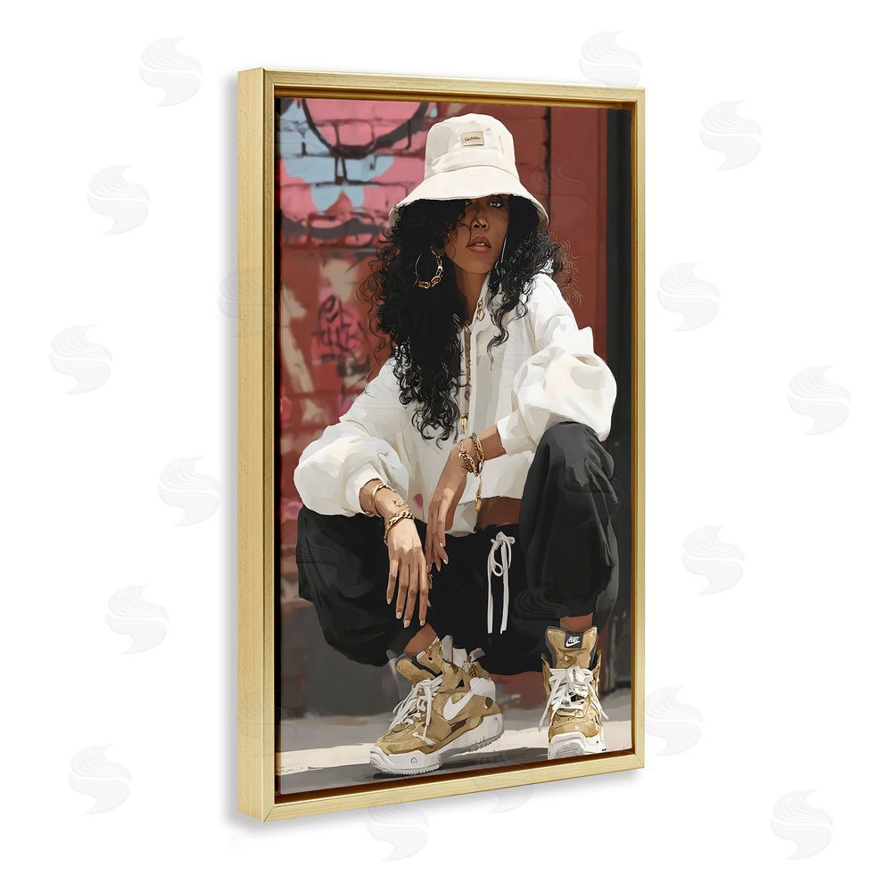 Franklyn Gregory Urban Streetwear Bucket Hat Gold Floating Framed Canvas Wall Art Print