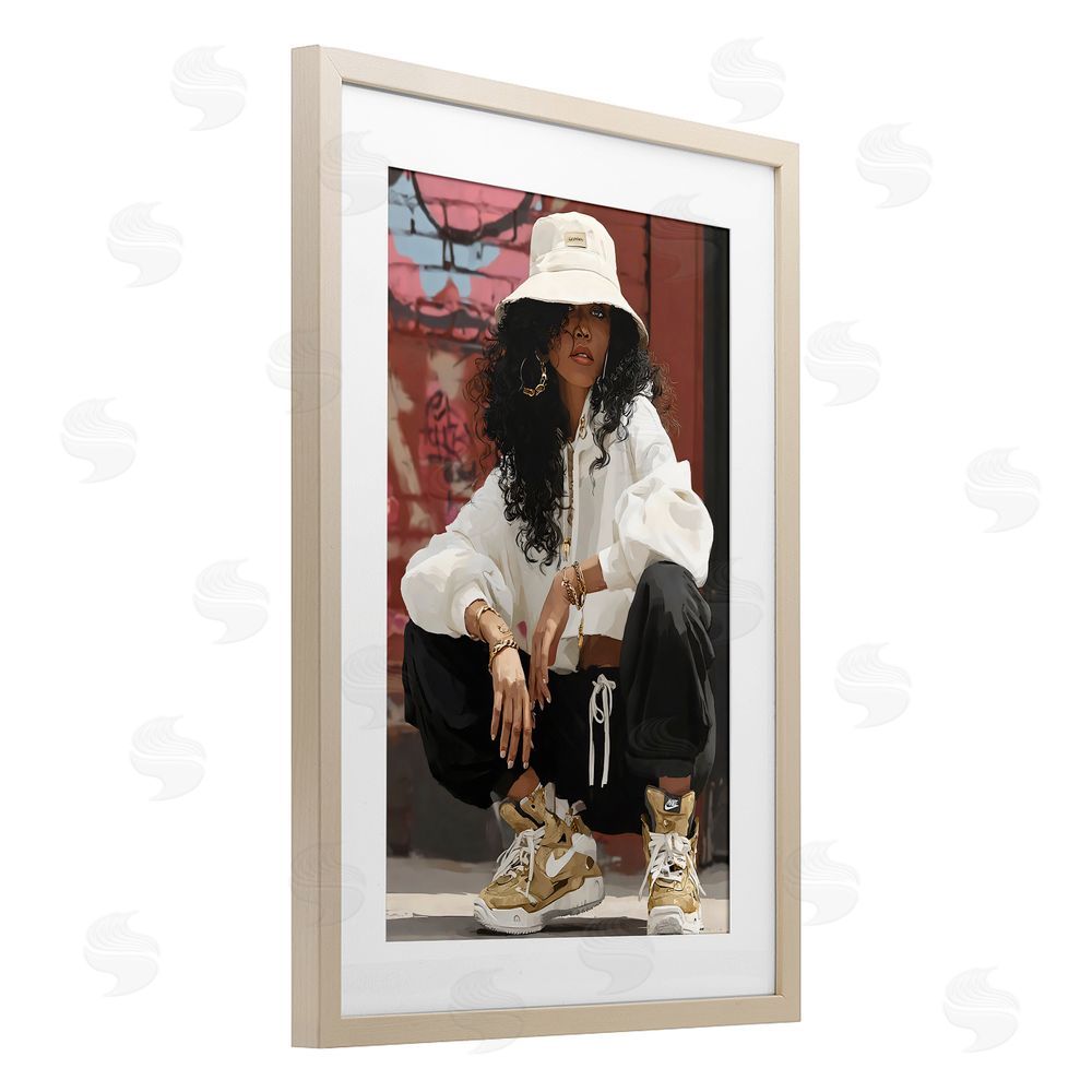 Franklyn Gregory Urban Streetwear Bucket Hat Brown Framed Print Under Glass with White Mat Wall Art