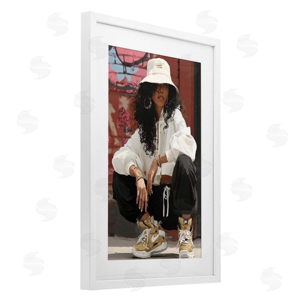 Franklyn Gregory Urban Streetwear Bucket Hat White Framed Print Under Glass with White Mat Wall Art