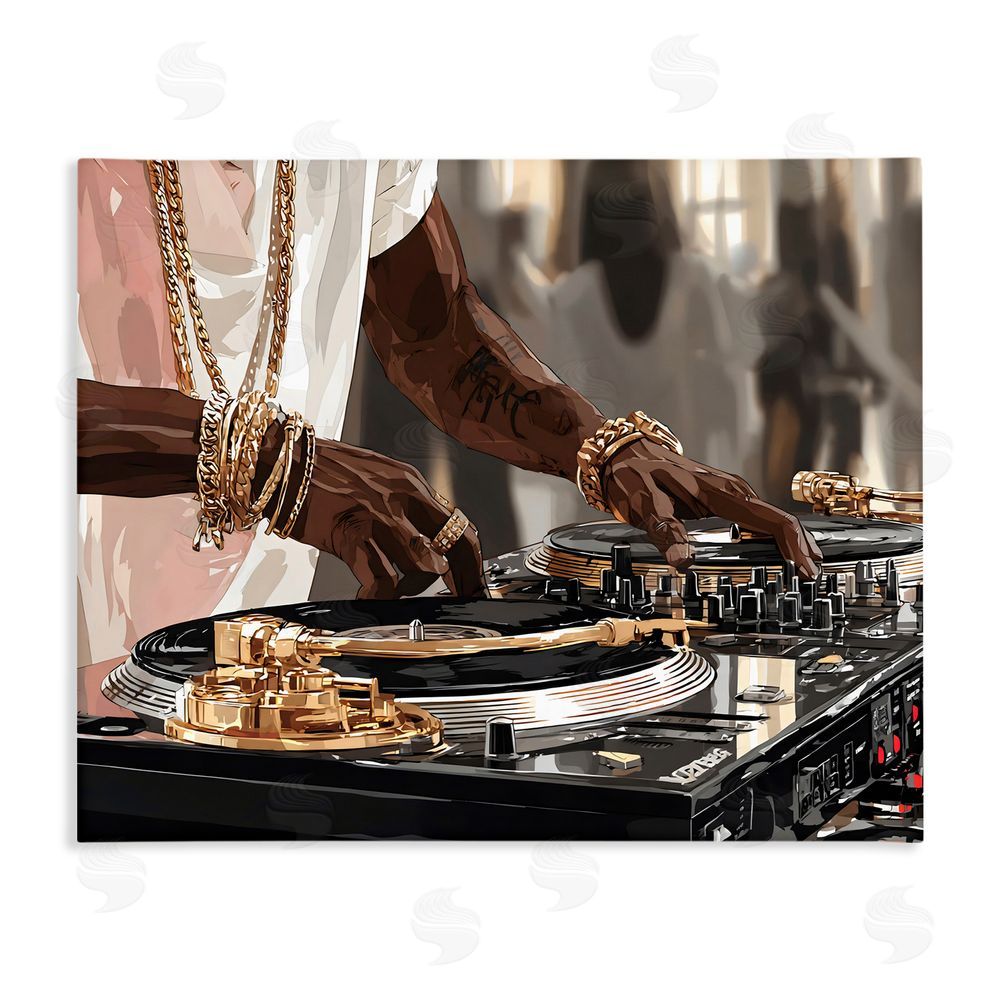 Franklyn Gregory Golden Sound DJ Turntables Stretched Canvas Wall Art