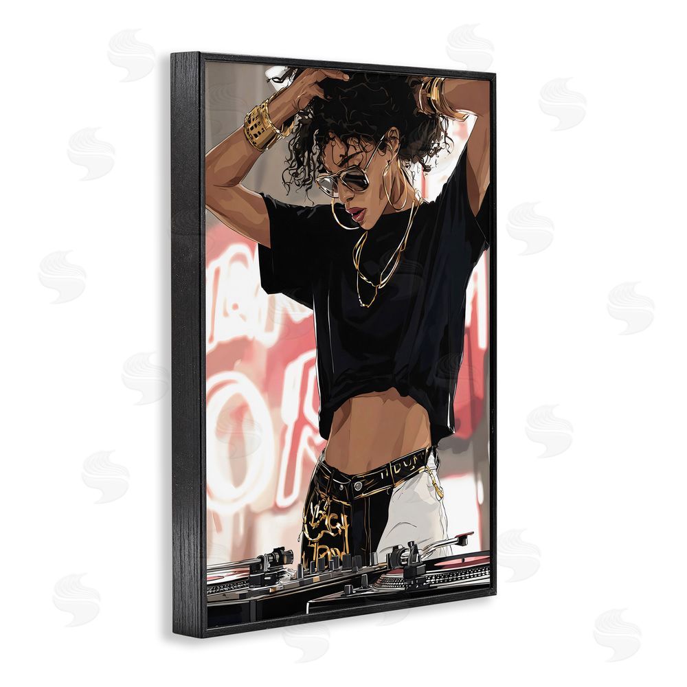 Franklyn Gregory Trendy Female DJ Musician Black Framed Giclee Wall Art Print