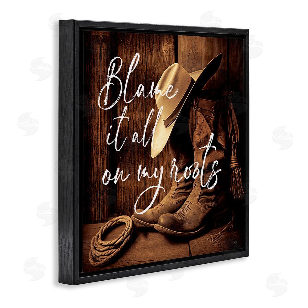 Lux + Me Designs Blame It On My Roots Black Floating Frame Canvas Wall Art Print