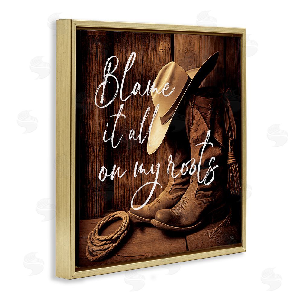 Lux + Me Designs Blame It On My Roots Gold Floating Frame Canvas Wall Art Print
