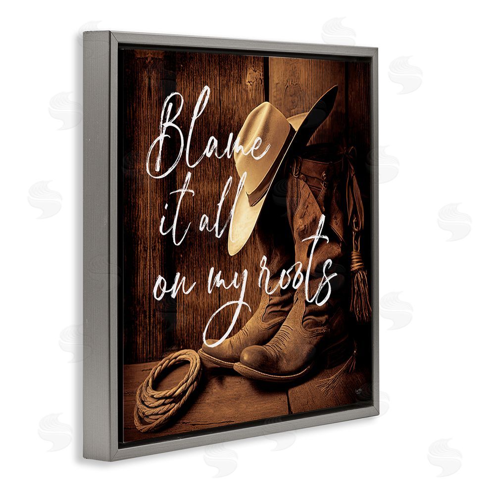 Lux + Me Designs Blame It On My Roots Gray Floating Frame Canvas Wall Art Print