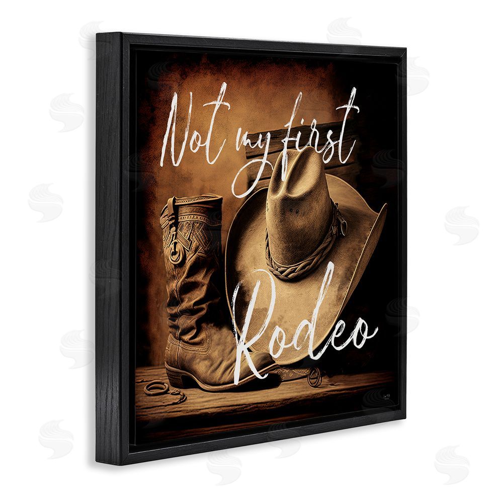 Lux + Me Designs Not My First Rodeo Black Floating Frame Canvas Wall Art Print