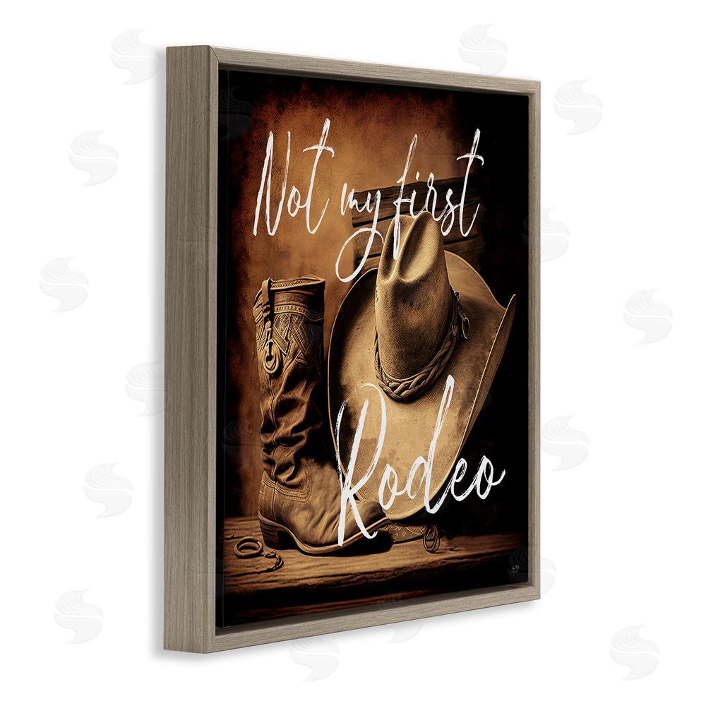 Lux + Me Designs Not My First Rodeo Brown Floating Frame Canvas Wall Art Print