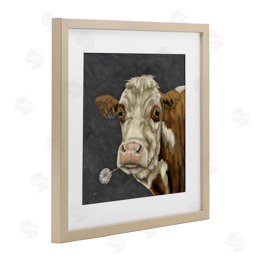 Sara G. Designs Looking Dandy Cattle Brown Framed Print Under Glass Wall Art