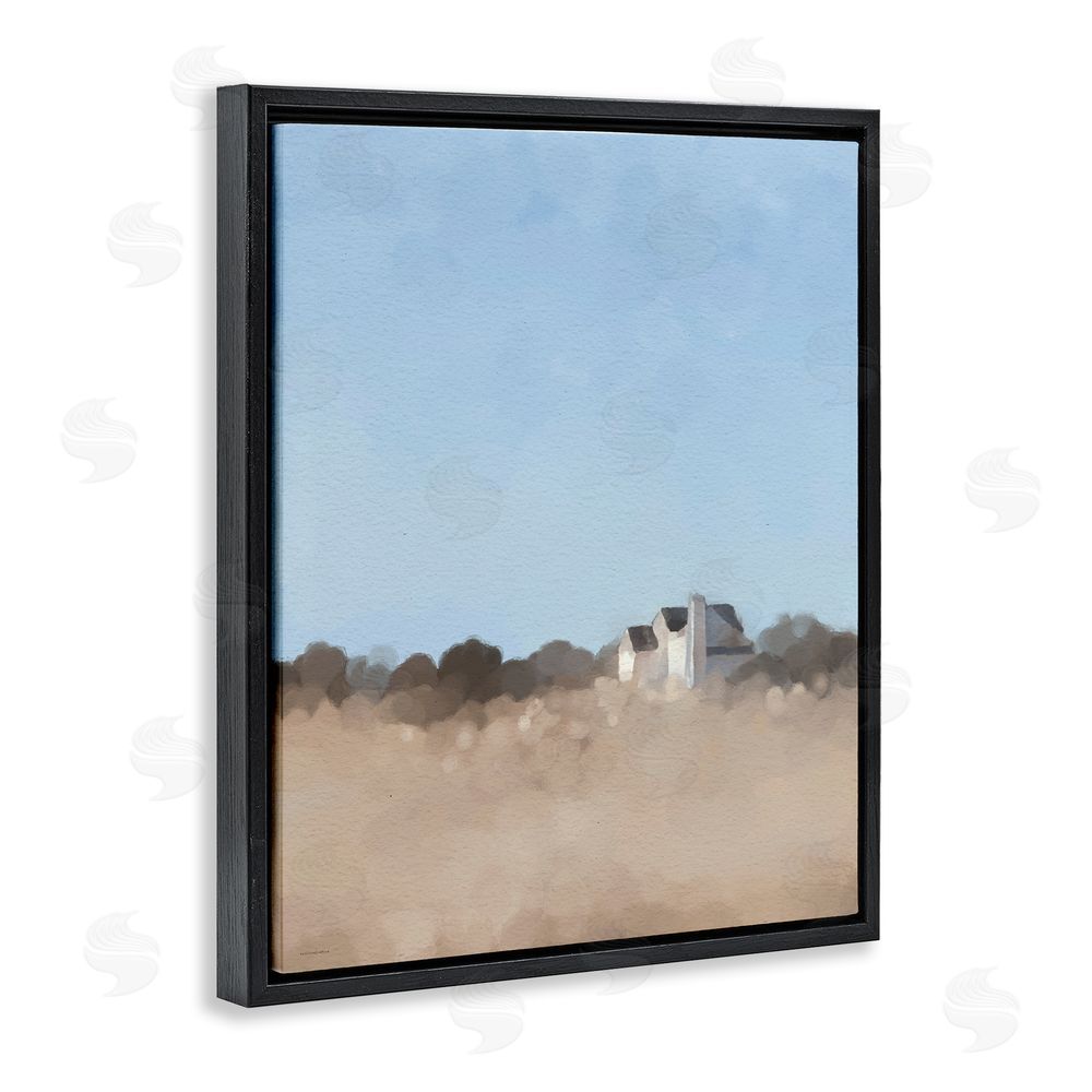 Kamdon Kreations Silent Day Cottage Impression Black Floating Frame Canvas Wall Art Print