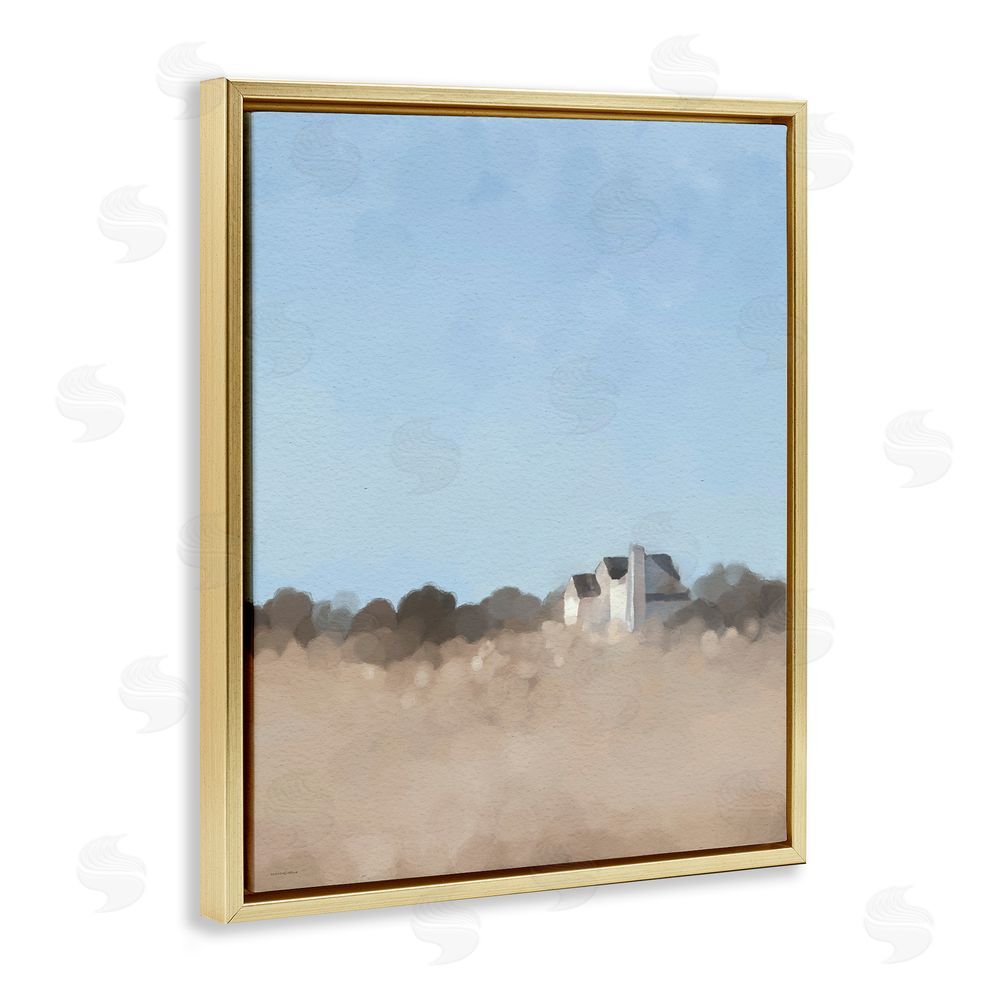 Kamdon Kreations Silent Day Cottage Impression Gold Floating Frame Canvas Wall Art Print