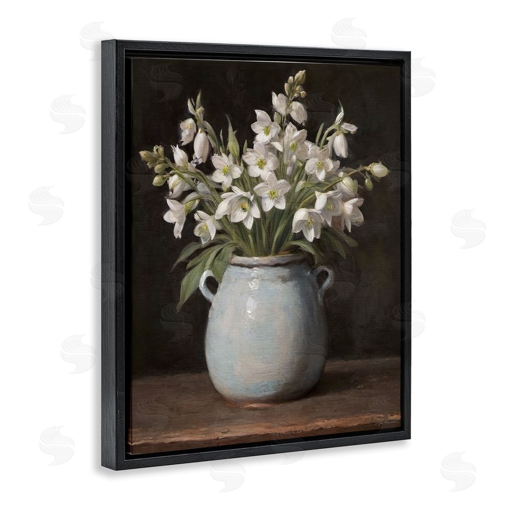 Jo Moulton Fresh Jasmine Blooms Black Floating Frame Canvas Wall Art Print