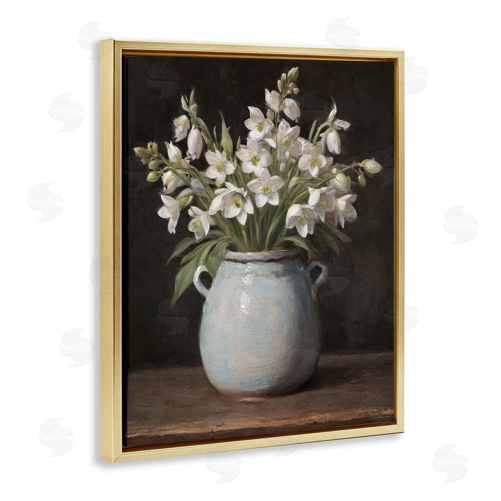 Jo Moulton Fresh Jasmine Blooms Gold Floating Frame Canvas Wall Art Print