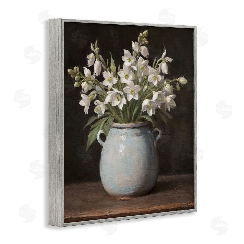 Jo Moulton Fresh Jasmine Blooms Gray Framed Giclee Wall Art Print
