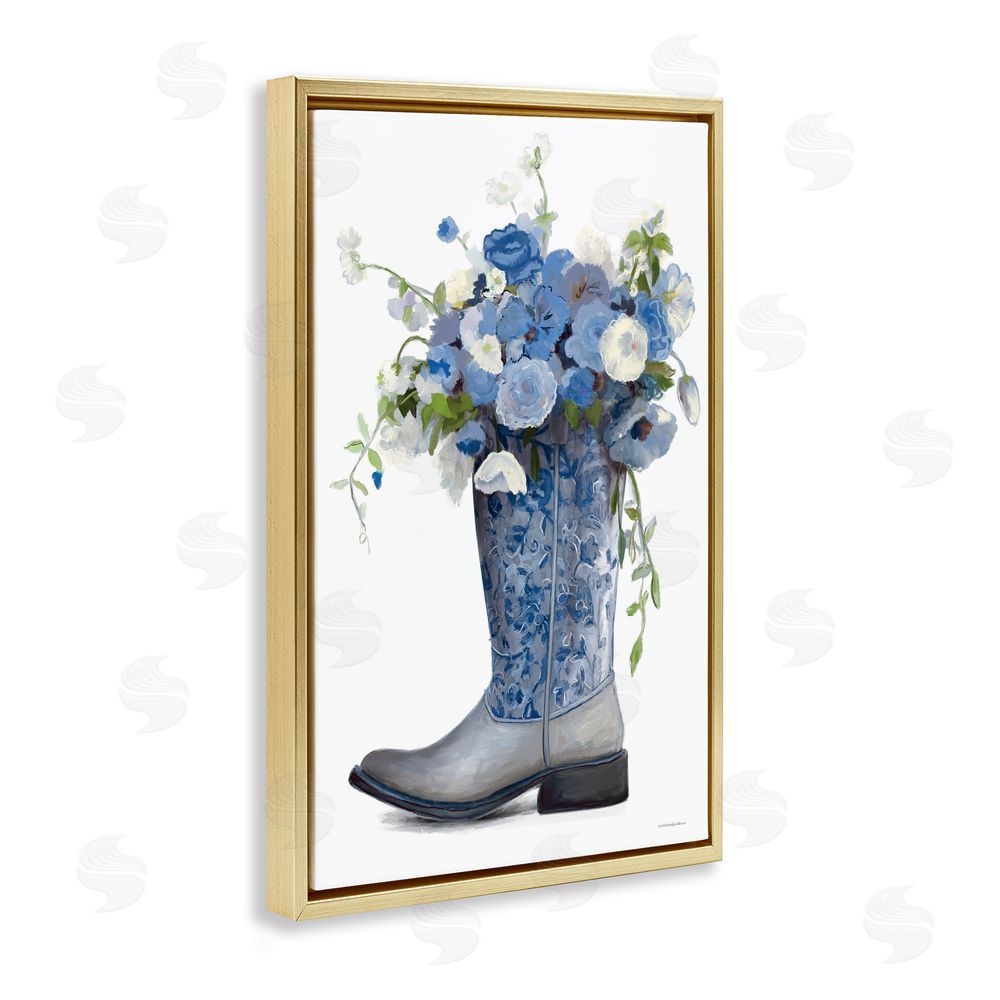 Kamdon Kreations Blue Rodeo Queen Gold Floating Frame Canvas Wall Art Print