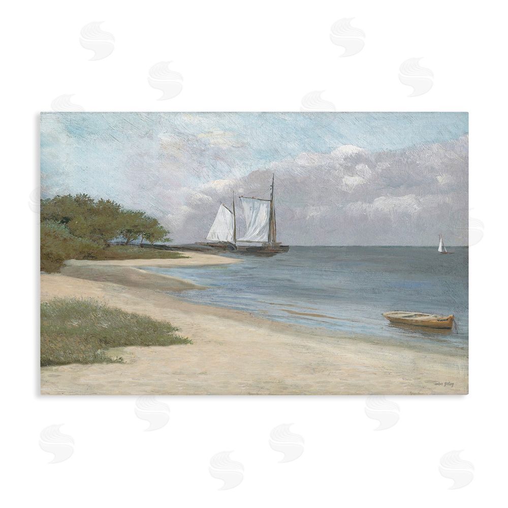 Amber Sterling A Quiet Harbor Shoreline Stretched Canvas Wall Art Print