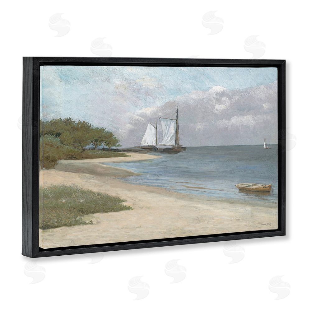 Amber Sterling A Quiet Harbor Shoreline Black Floating Frame Canvas Wall Art Print