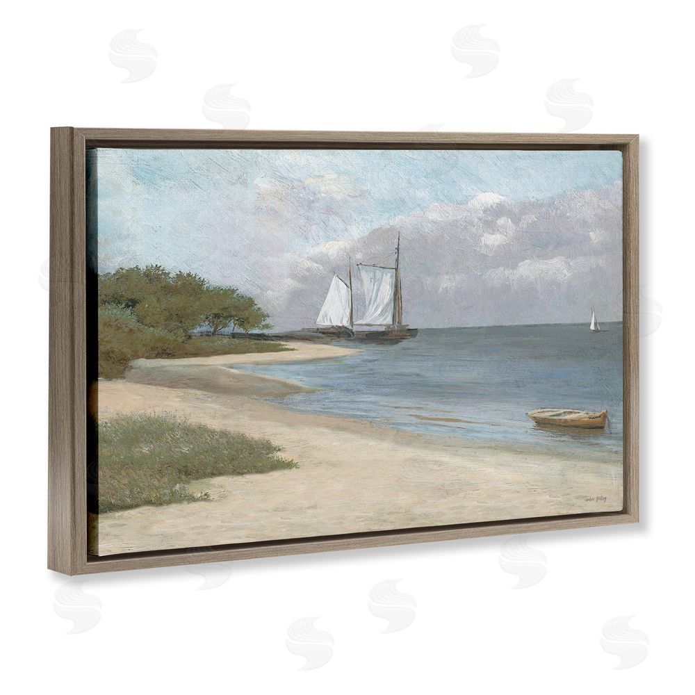 Amber Sterling A Quiet Harbor Shoreline Brown Floating Frame Canvas Wall Art Print
