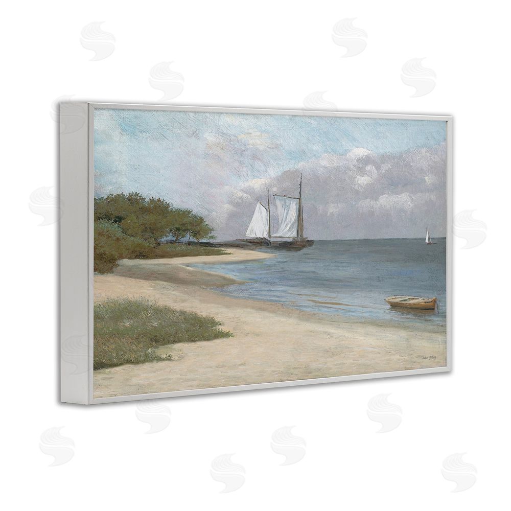 Amber Sterling A Quiet Harbor Shoreline White Framed Giclee Wall Art Print