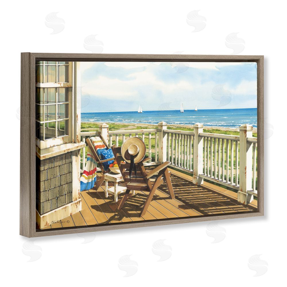 John Rossini Summer Veranda View Brown Floating Frame Canvas Wall Art Print