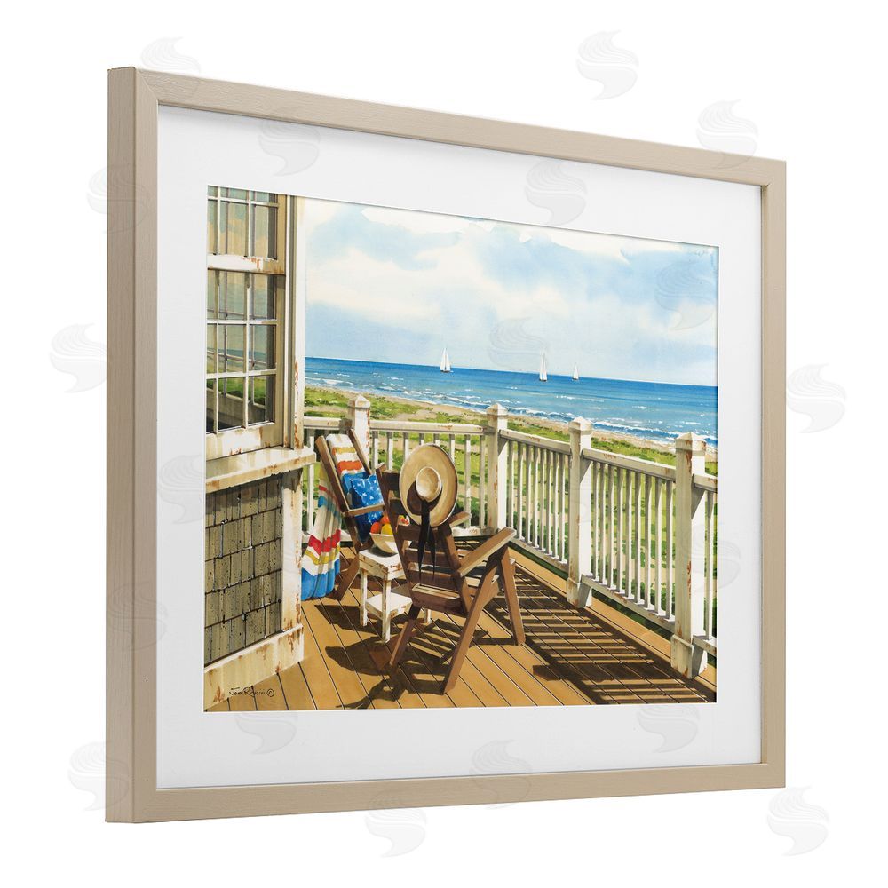 John Rossini Summer Veranda View Brown Framed Print Under Glass Wall Art