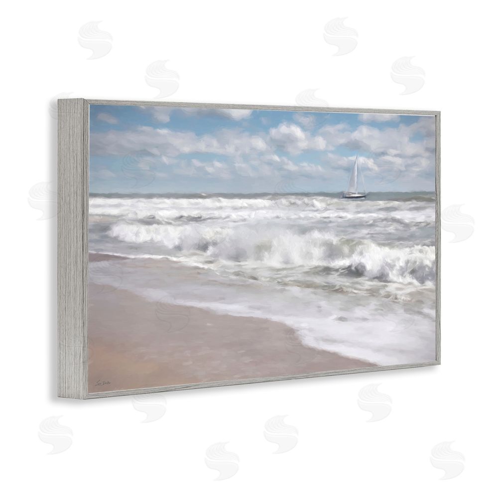 Lori Deiter Windswept Shores & Sails Gray Framed Giclee Wall Art Print