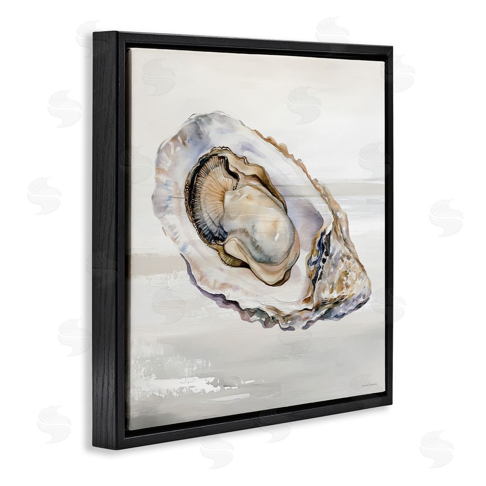 Svetlana Aleynikova Oceanic Oyster in Neutrals Black Floating Frame Canvas Wall Art Print