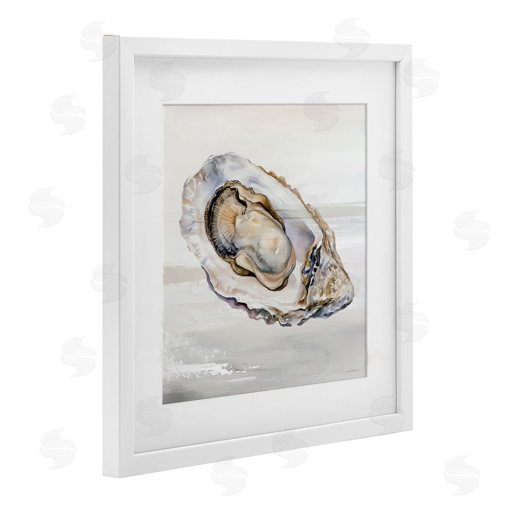 Svetlana Aleynikova Oceanic Oyster in Neutrals White Framed Print Under Glass Wall Art