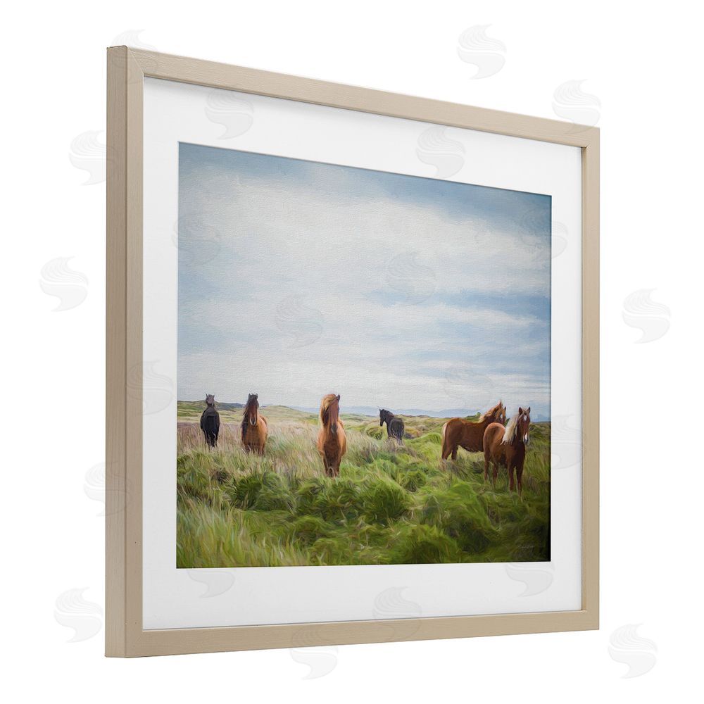 Susan Ball Free Spirit Horses in Pasture Brown Framed Print Under Glass Wall Art