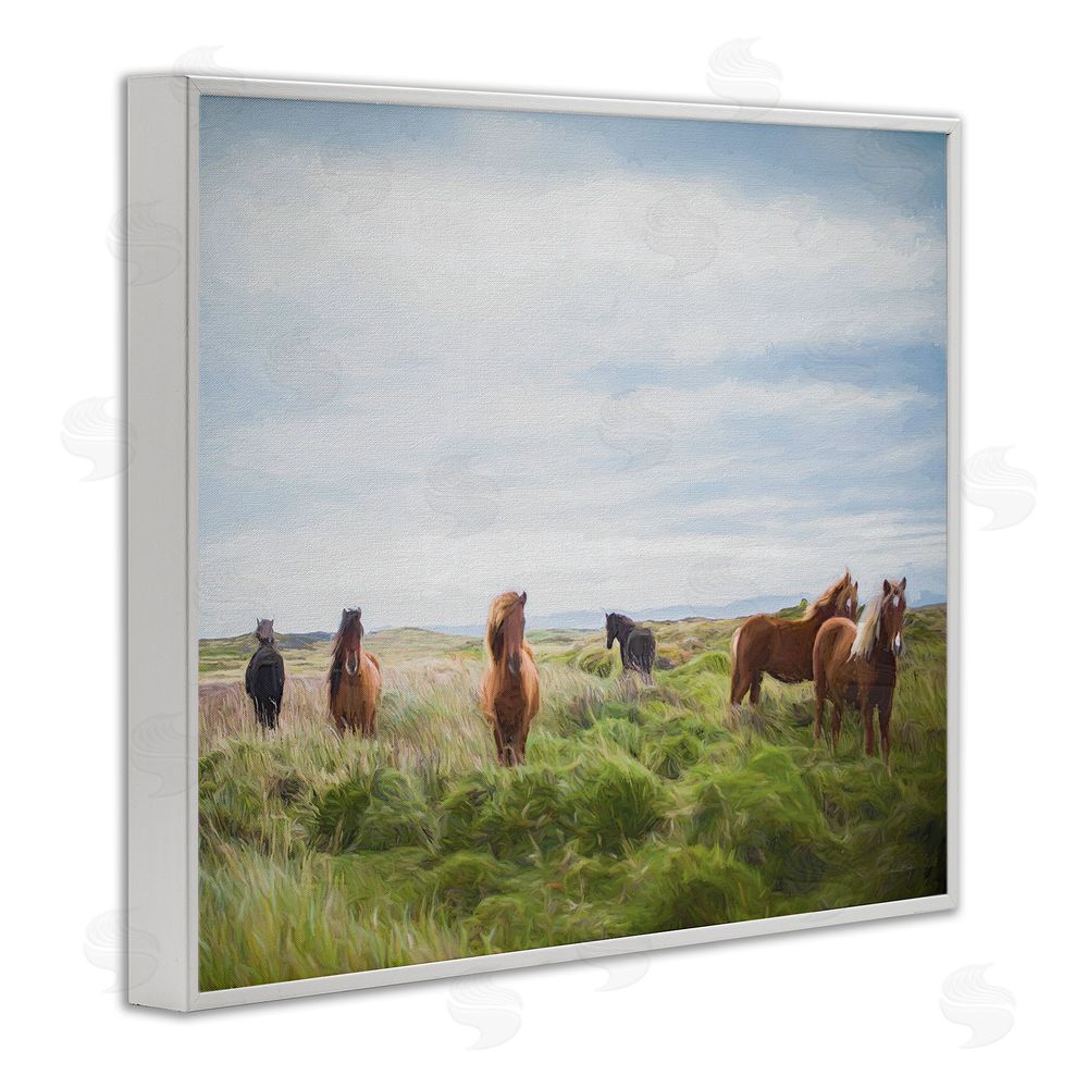 Susan Ball Free Spirit Horses in Pasture White Framed Giclee Wall Art Print