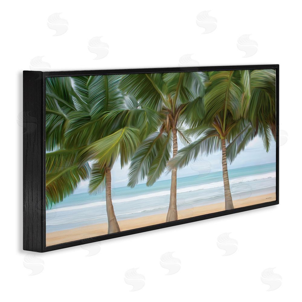 Seven Trees Design Sandy Solitude Palm Trees Black Framed Giclee Wall Art Print