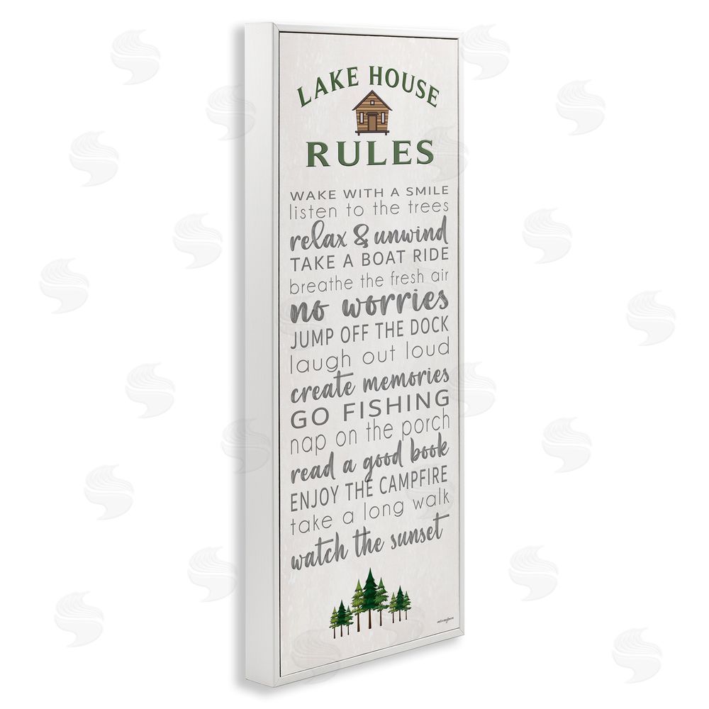 Seven Trees Design Fun Lake House Rules White Framed Giclee Wall Art Print