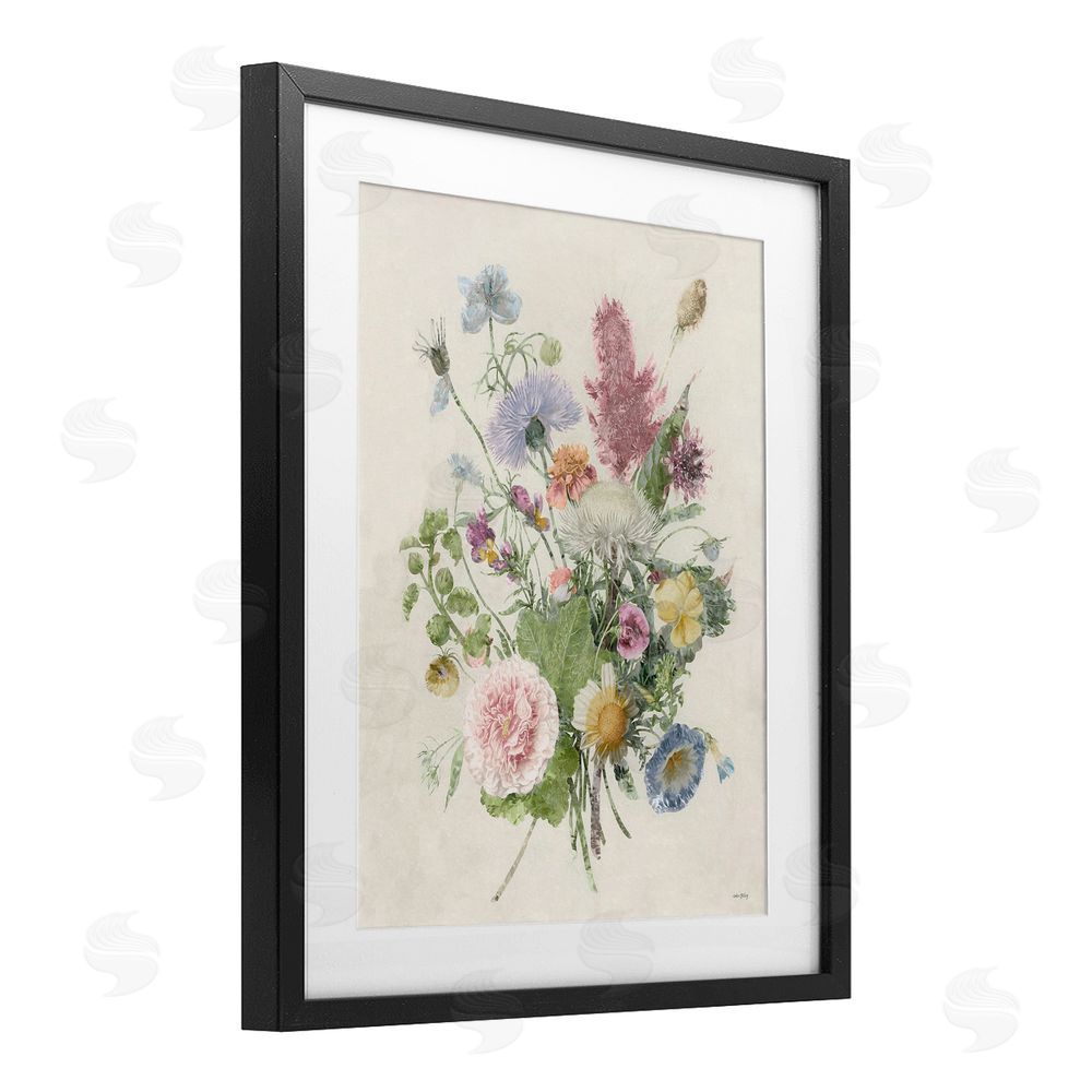 Amber Sterling Botanical Gathering Cluster Black Framed Print Under Glass Wall Art