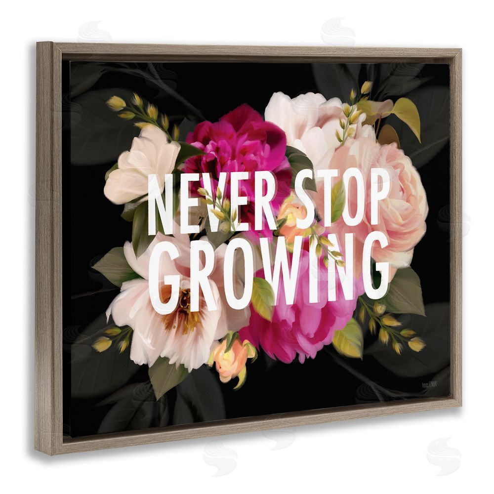 House Fenway Never Stop Growing Blooms Brown Floating Frame Canvas Wall Art Print