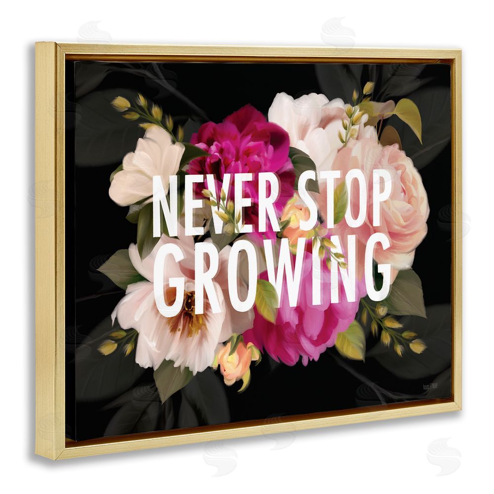 House Fenway Never Stop Growing Blooms Gold Floating Frame Canvas Wall Art Print