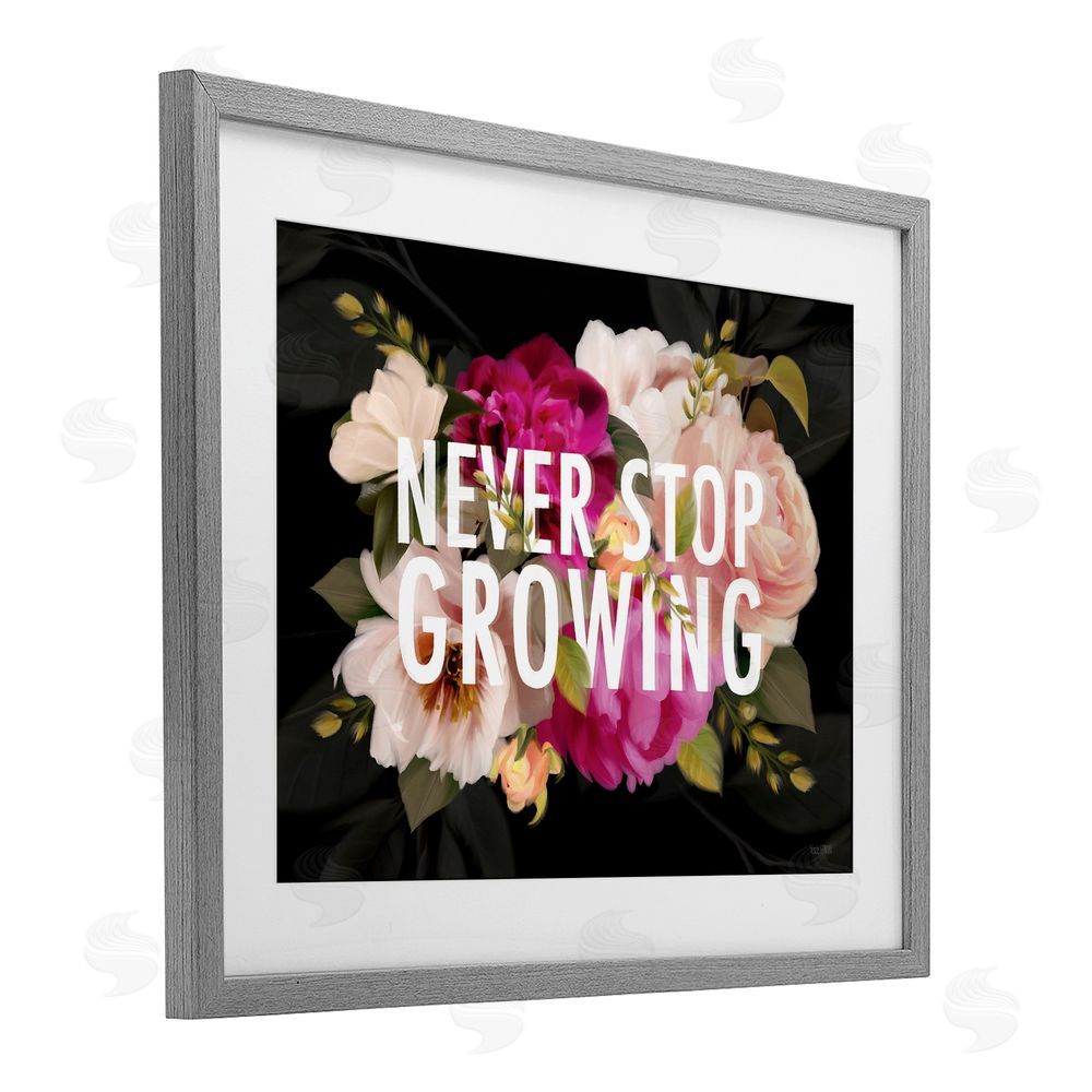 House Fenway Never Stop Growing Blooms Gray Framed Print Under Glass Wall Art