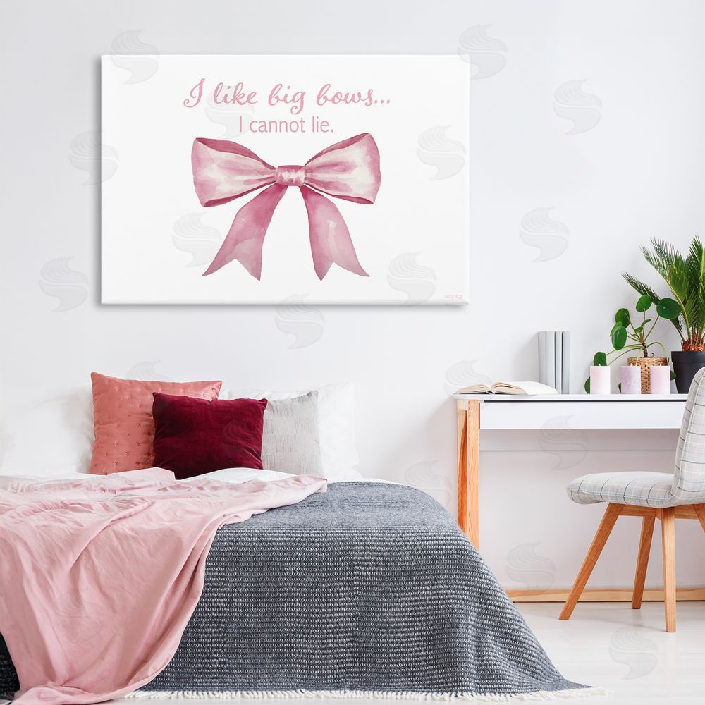 Cindy Jacobs I Like Big Bows Pink Ribbon Stretched Canvas Wall Art in Room