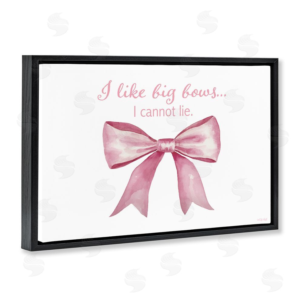 Cindy Jacobs I Like Big Bows Pink Ribbon Black Floating Frame Canvas Wall Art Print