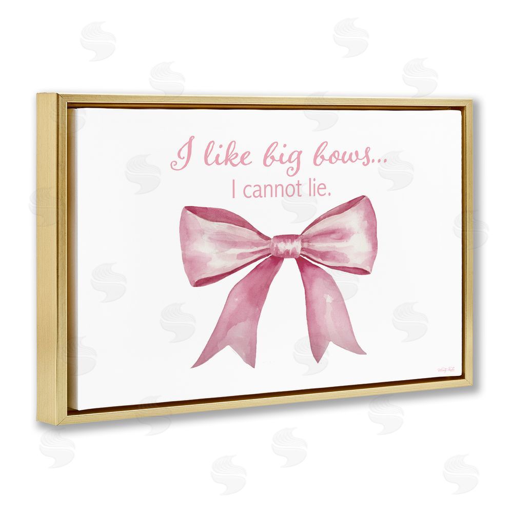 Cindy Jacobs I Like Big Bows Pink Ribbon Gold Floating Frame Canvas Wall Art Print