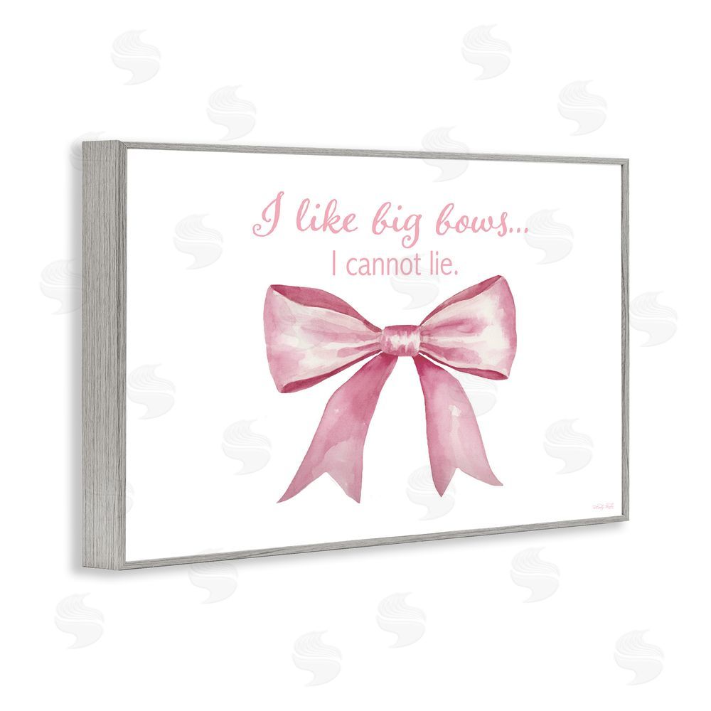 Cindy Jacobs I Like Big Bows Pink Ribbon Gray Framed Giclee Wall Art Print