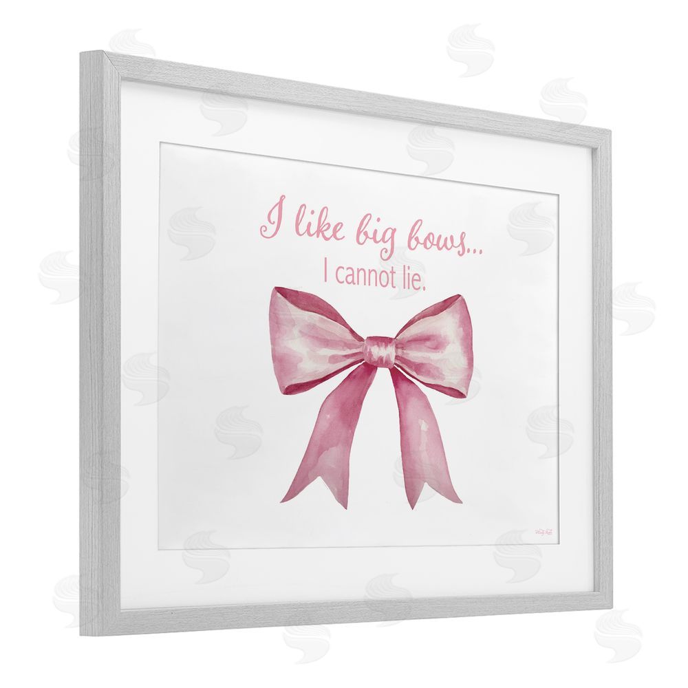 Cindy Jacobs I Like Big Bows Pink Ribbon Gray Framed Print Under Glass Wall Art