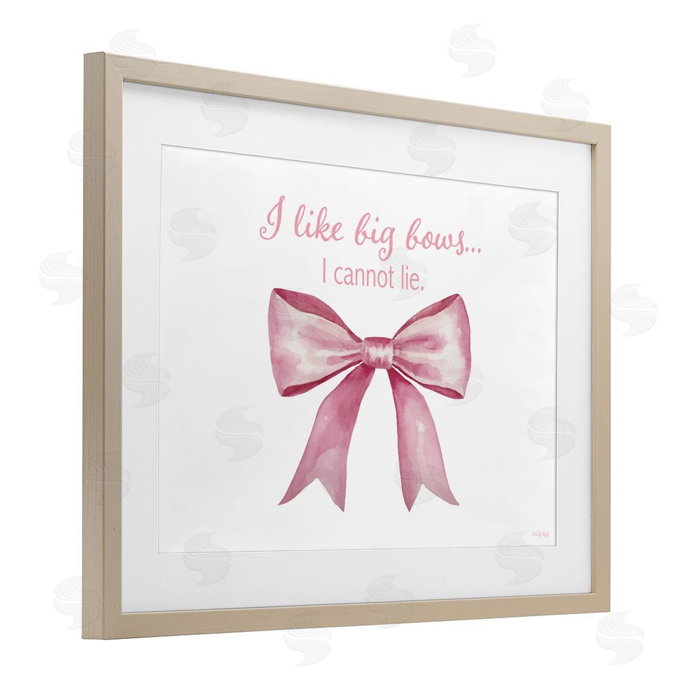 Cindy Jacobs I Like Big Bows Pink Ribbon Brown Framed Print Under Glass Wall Art