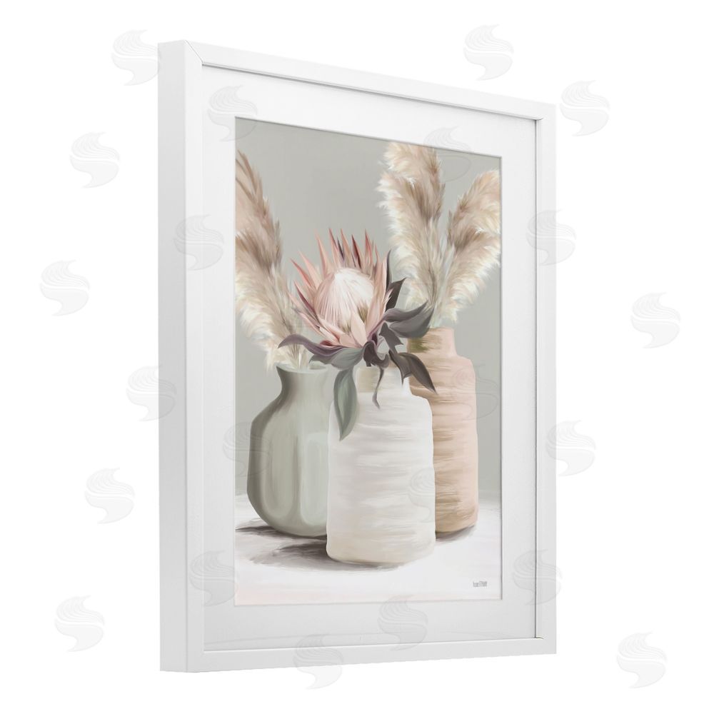 House Fenway Boho Bliss Pampas White Framed Print Under Glass Wall Art