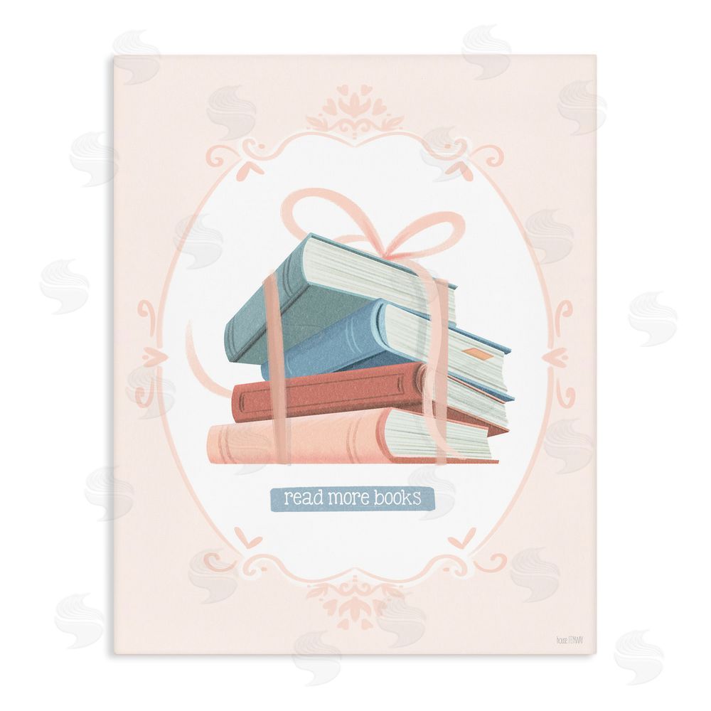 House Fenway Read More Books Tied Stack Stretched Canvas Wall Art Print