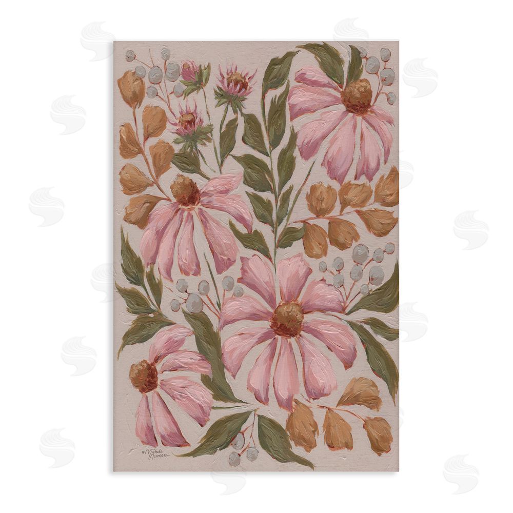 Michele Norman Nature's Dance Pink Coneflower Stretched Canvas Wall Art Print