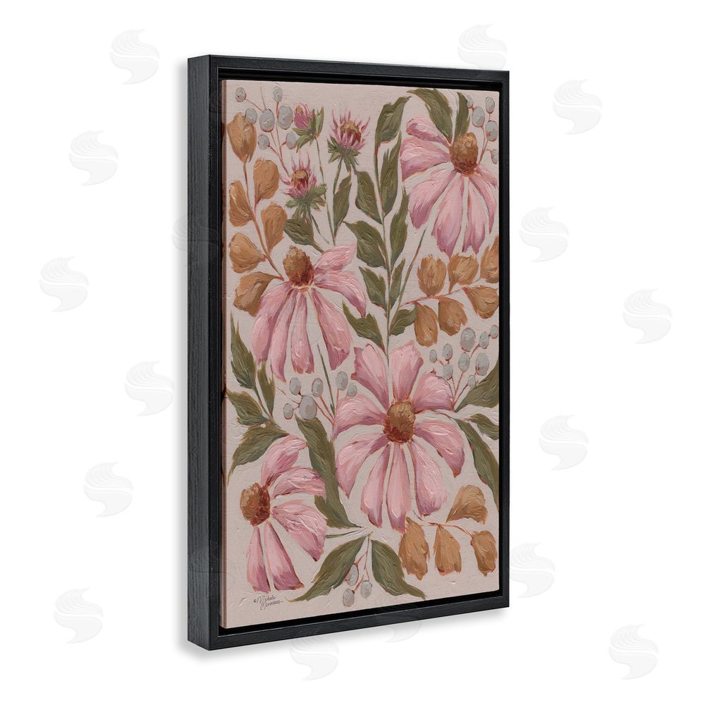 Michele Norman Nature's Dance Pink Coneflower Black Floating Frame Canvas Wall Art Print