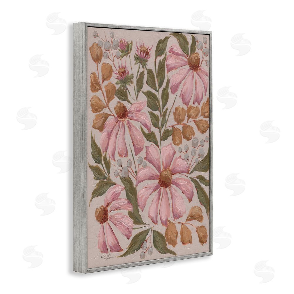 Michele Norman Nature's Dance Pink Coneflower Gray Framed Giclee Wall Art Print