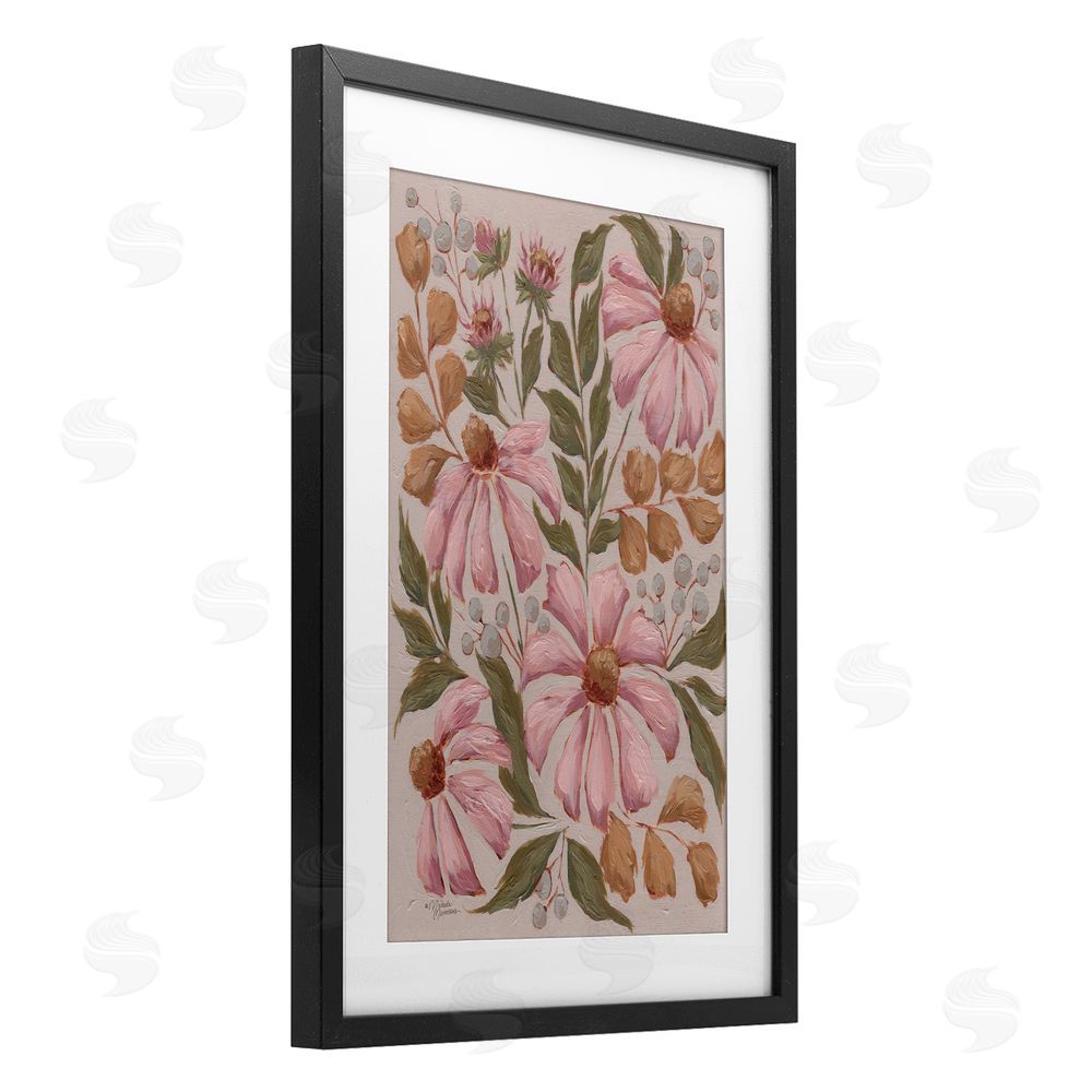 Michele Norman Nature's Dance Pink Coneflower Black Framed Print Under Glass Wall Art
