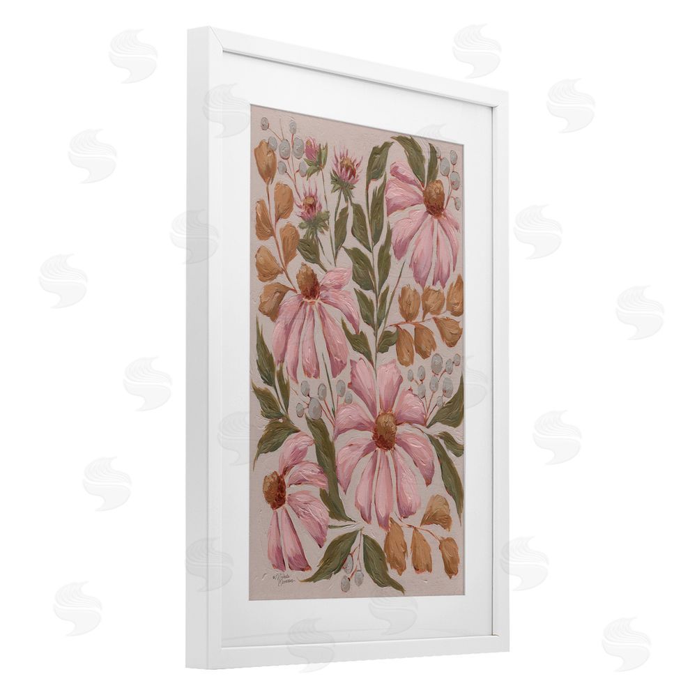 Michele Norman Nature's Dance Pink Coneflower White Framed Print Under Glass Wall Art
