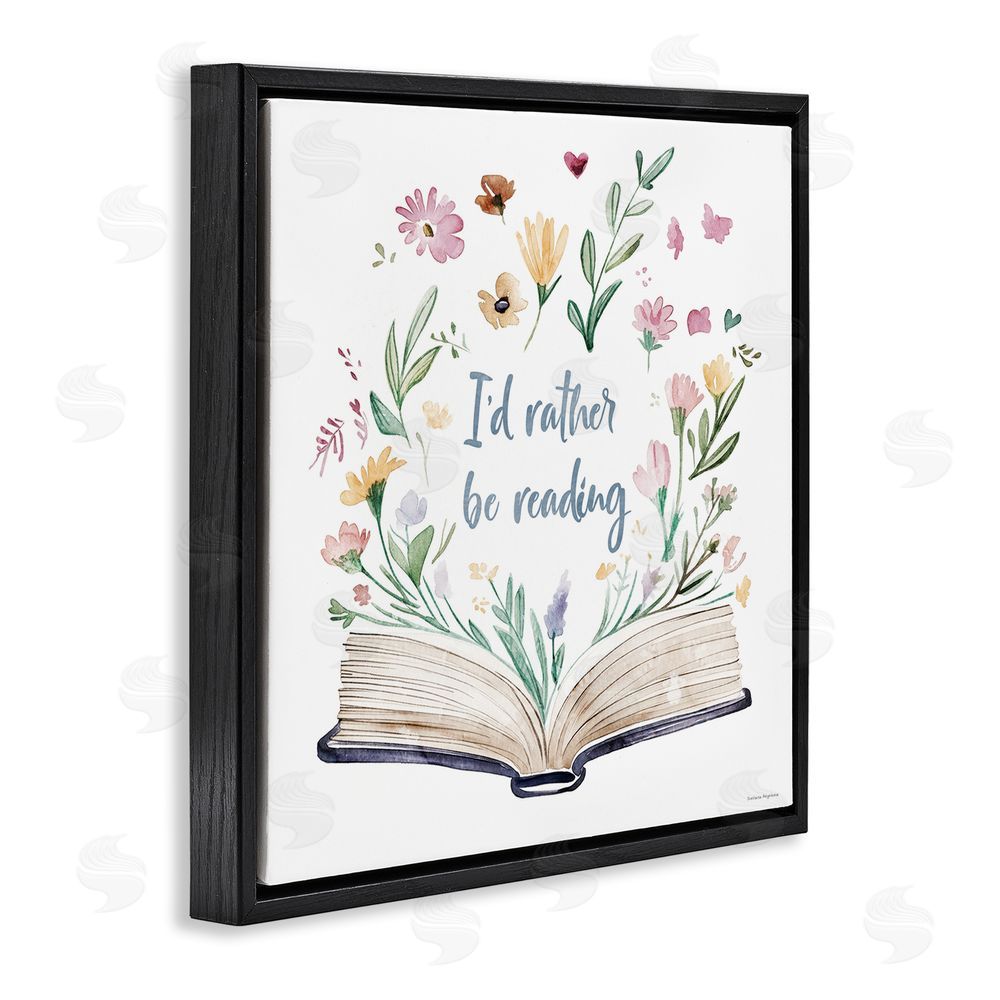 Svetlana Aleynikova I'd Rather Be Reading with Blooms Black Floating Frame Canvas Wall Art Print