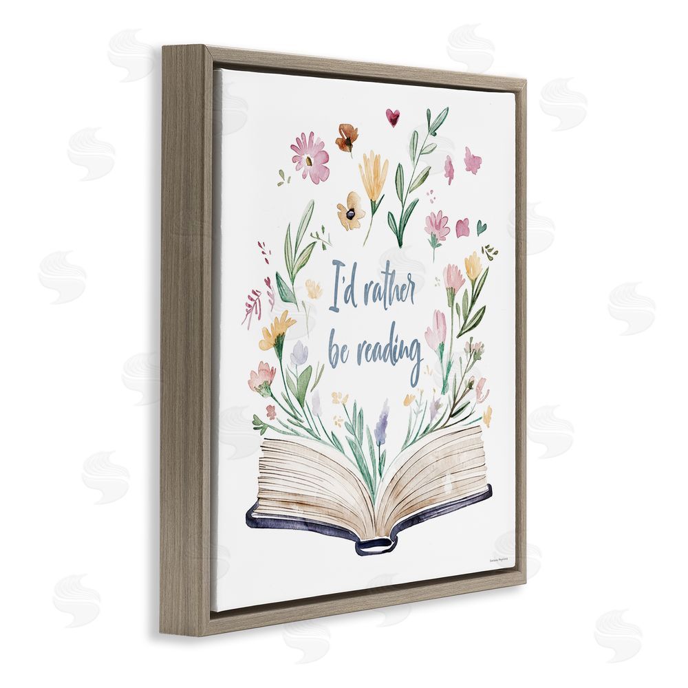 Svetlana Aleynikova I'd Rather Be Reading with Blooms Brown Floating Frame Canvas Wall Art Print