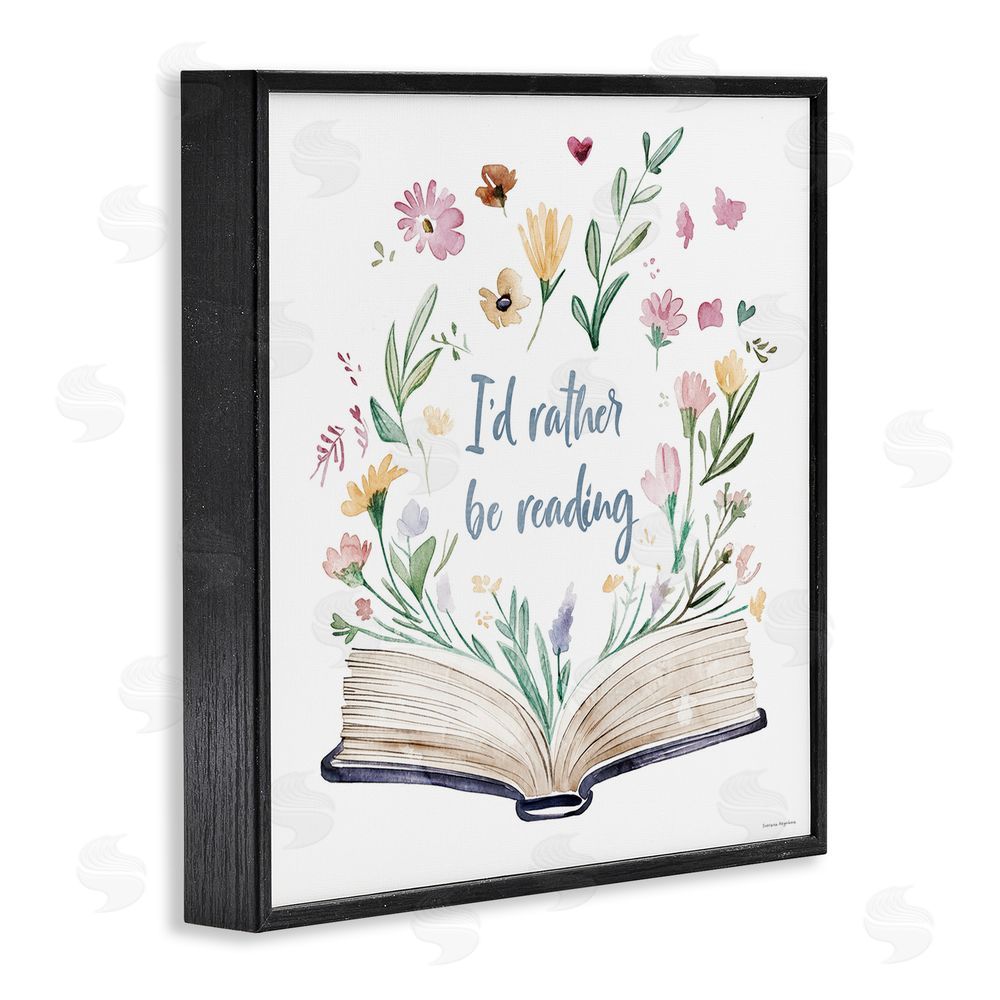 Svetlana Aleynikova I'd Rather Be Reading with Blooms Black Framed Giclee Wall Art Print